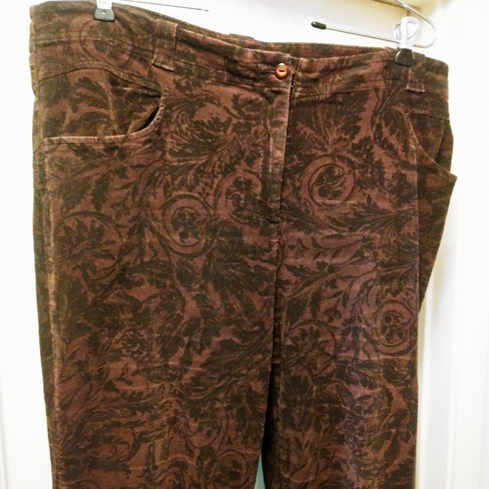 Floral Corduroy Stretch Pants